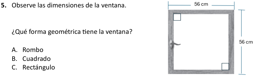 Pregunta 5 del examen de Matemática (Nivel Básico 1), con sus alternativas