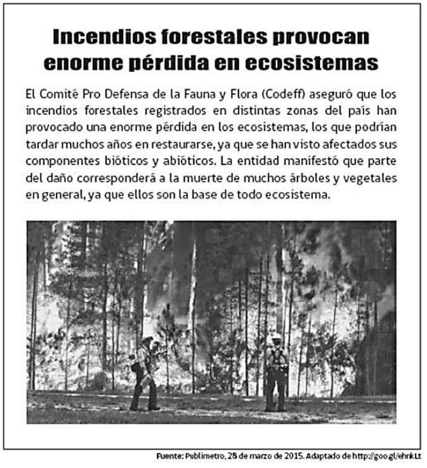 Texto o figura de apoyo para las preguntas 9 a 10 del examen de Ciencias Naturales (Nivel Básico 2)
