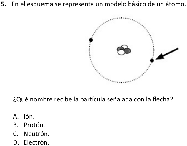 Pregunta 5 del examen de Ciencias Naturales (Segundo Nivel Medio), con sus alternativas