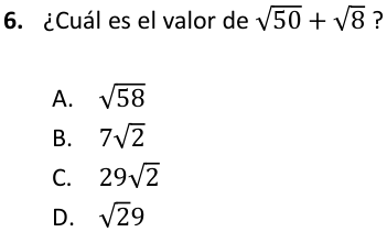Pregunta 6 del examen de Educación Matemática (Segundo Nivel Medio), con sus alternativas